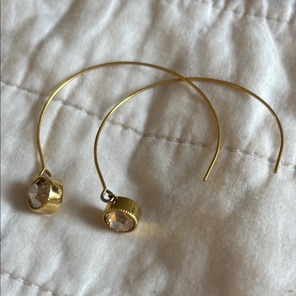 Elegant Gold Hoop Earrings with Crystal Accents